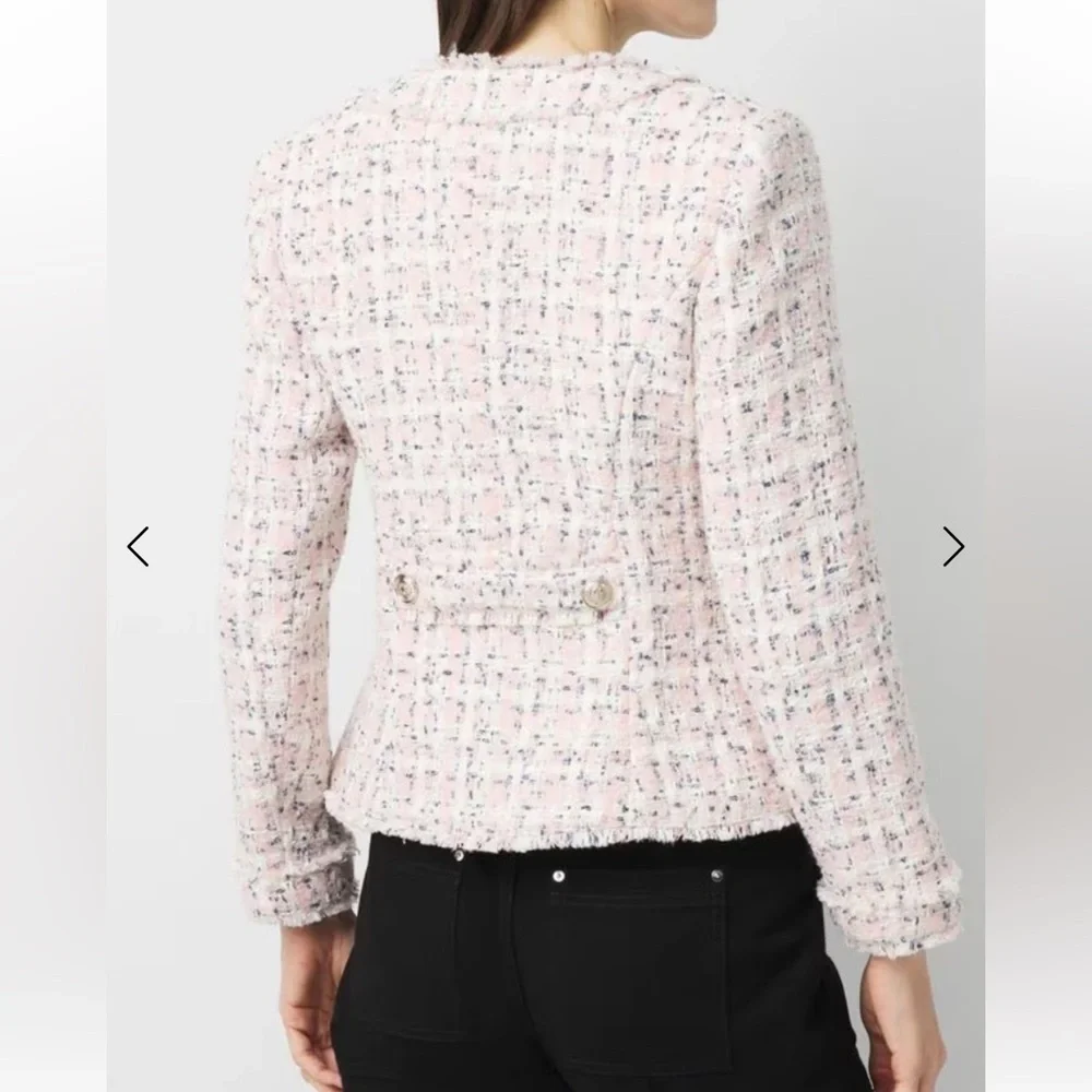 $200 WHBM  Shimmery Womens Pink Tweed Jacket size 14 NEW - Picture 3 of 15